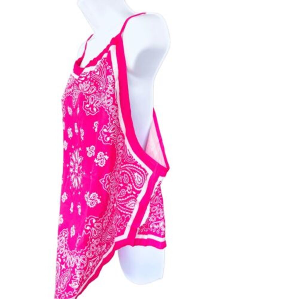 NWT Floral Print Pink& White Bandana Style Adjustable Halter Neck Top SZ 3XL - Picture 3 of 7